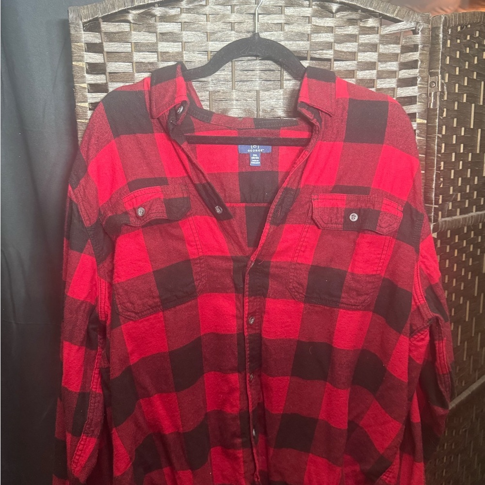 George Red and Black Plaid Men's Shirt